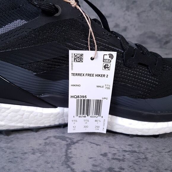 ADIDAS Terrex Free Hiker 2.0 Hiking Shoes Boots Mens 12 Black White - Picture 5 of 6